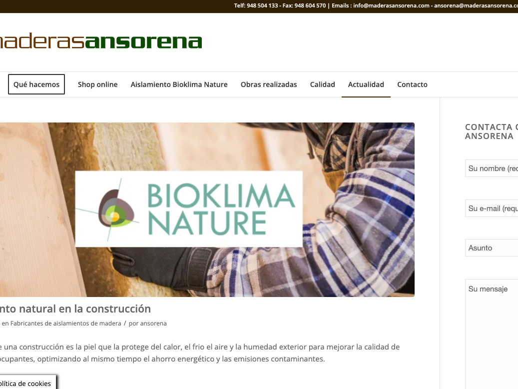 Página web Madera Ansorena