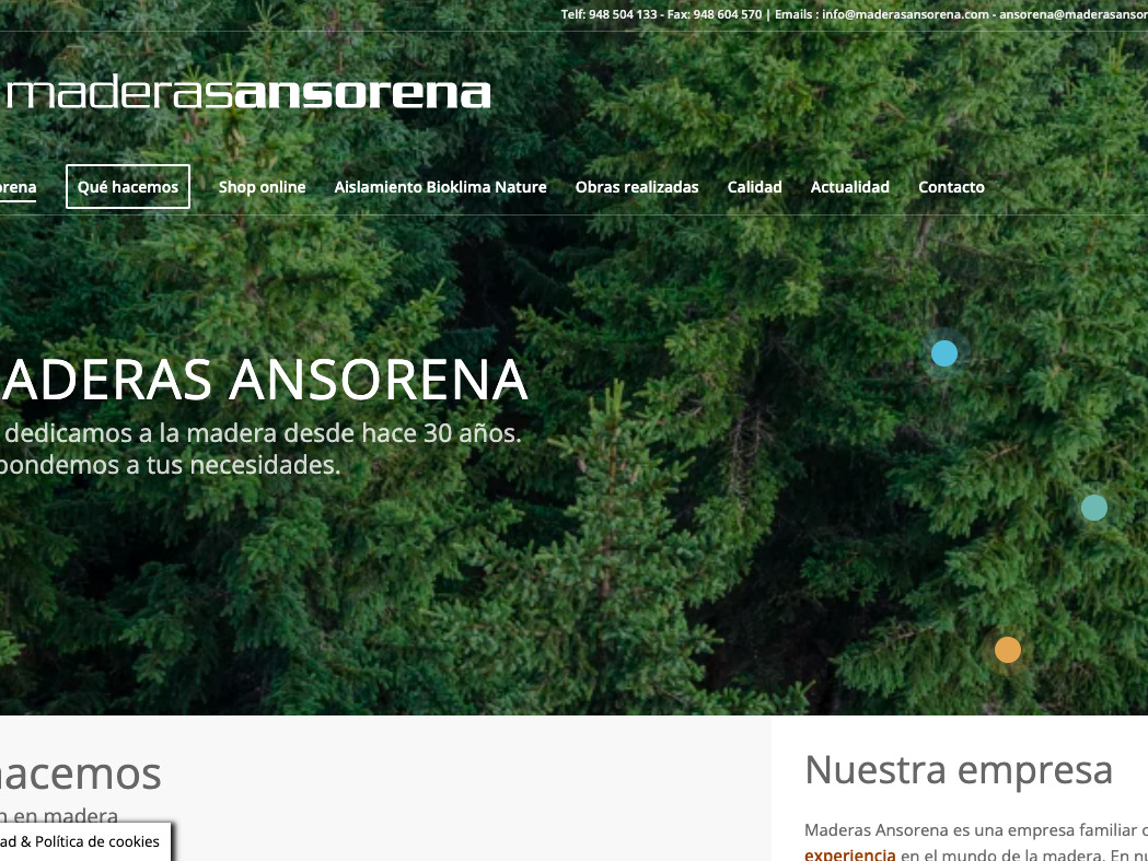 Página web Madera Ansorena